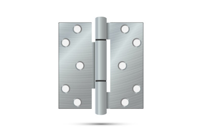 Door Hinge Vector. Classic And Industrial Ironmongery Isolated On White Background. Simple Entry Door Metal Hinge Icon. Stainless Steel. Stock Illustration