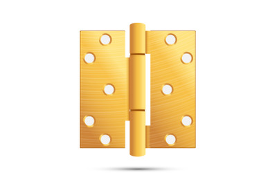 Door Hinge Vector. Classic And Industrial Ironmongery Isolated On White Background. Simple Entry Door Metal Hinge Icon. Gold, Brass. Stock Illustration