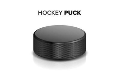 Hockey Puck Vector. Realistic Illustration Of Black Ice Hockey Puck. Isolated On White Background.