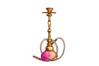 Smoking Hookah Lounge Cafe Instrument Retro Vector