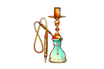 Hookah Lounge Cafe Equipment Hand Drawn Vector