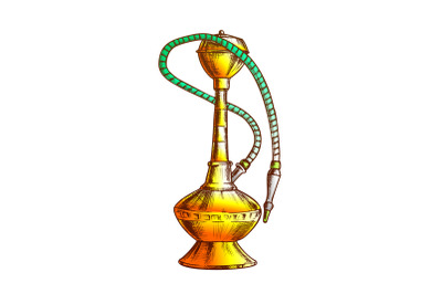 Smoking Hookah Lounge Cafe Tool Hand Drawn Vector