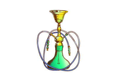 Hookah Lounge Bar Relax Equipment Retro Vector