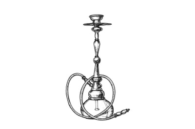 Smoking Hookah Lounge Cafe Instrument Retro Vector