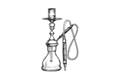 Hookah Lounge Cafe Equipment Hand Drawn Vector