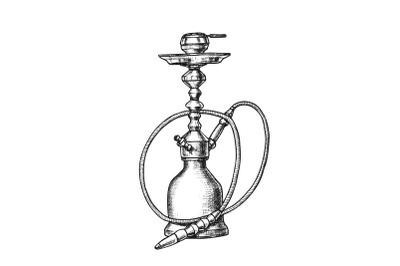 Smoking Hookah Lounge Cafe Equipment Retro Vector