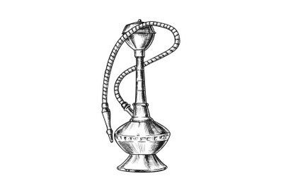 Smoking Hookah Lounge Cafe Tool Hand Drawn Vector