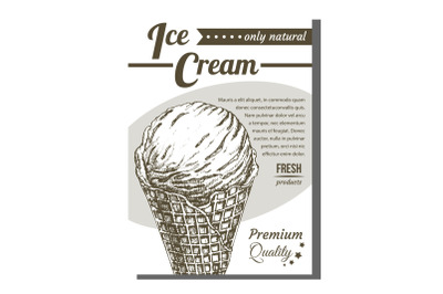 Ice Cream In Waffle Cornet Snow Cone Banner Vector