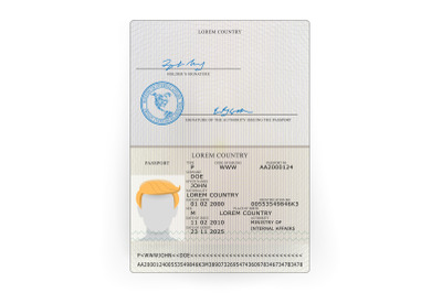 International Passport Vector. Sample Personal Data Page. International Identification Document.