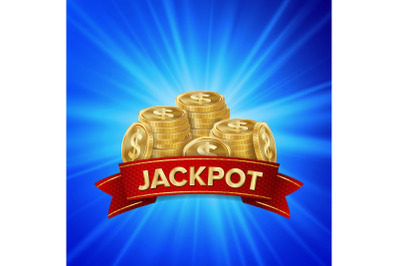 Jackpot Background Vector. Golden Casino Treasure. Winner Concept Illustration. Gold Coins