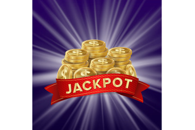 Jackpot Background Vector. Golden Casino Treasure. Big Win Banner For Online Casino, Card Games, Poker, Roulette.