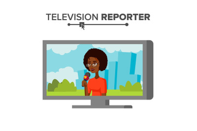 News Reporter Vector. Beautiful Smiling Female Television Reporter. Isolated On White Cartoon Character Illustration