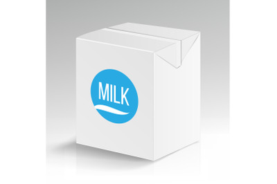 Milk Carton Package Vector Blank. White Carton Branding Box Isolated. Empty Clean Cardboard Package Drink Milk Box Blank. Vector Illustration.