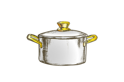 Pot Stainless Cooking Kitchenware Color Vector