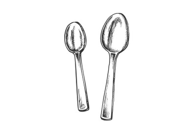 Spoons Metallic Kitchenware Monochrome Vector