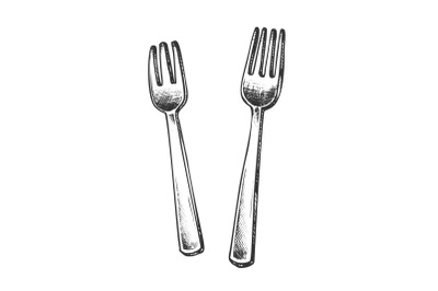 Forks Metallic Meal Kitchenware Monochrome Vector