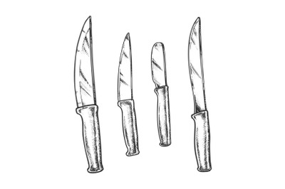 Knives Metallic Meal Kitchenware Monochrome Vector