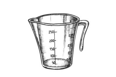 Measuring Cup For Baking And Cooking Ink Vector