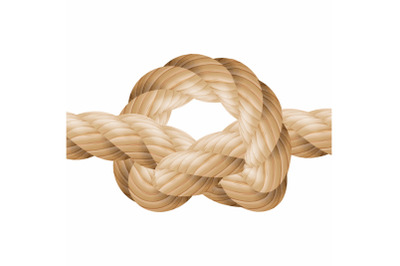 Rope Knot Vector. Marine Rope Knot. Isolated On White Background. For Fabric, Wallpaper, Wrapping. Figure 8, Overhand.