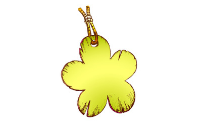 Label In Flower Form Hanging On Rope Color Vector