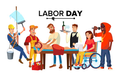 Labor Day Vector. People Occupation Difference. Modern Jobs. Isolated Cartoon Illustration