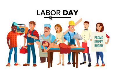 Labor Day Vector. Group Of People. Employee Collection. Flat Isolated Cartoon Illustration