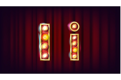 I Letter Vector. Capital&2C; Lowercase. Font Marquee Light Sign. Retro Shine Lamp Bulb Alphabet. 3D Electric Glowing Digit. Vintage Gold Illuminated Light. Carnival&2C; Circus&2C; Casino Style. Illustration