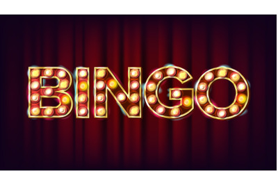 Bingo Banner Vector. Casino Glowing Lamps. For Fortune Advertising Design. Gambling Illustration