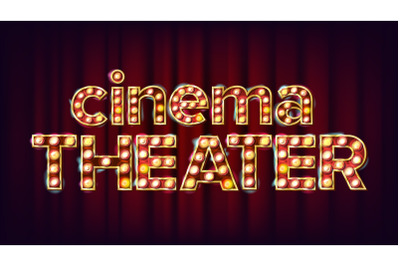 Cinema Theater Banner Vector. Cinema Glowing Lamps. For Concert&2C; Party Design. Modern Illustration