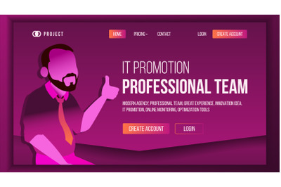 Professional Team Landing Page Concept Vector. Business Processes. Office Webpage. Achieve The Goal. Commercial Template Illustration