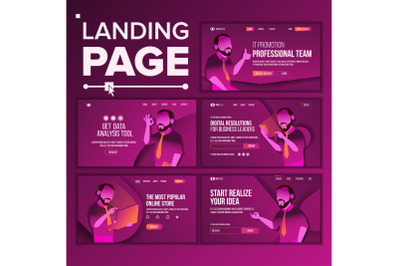 Modern Landing Page Concept Vector. Store. Shop Online. Creative Idea. Business Coworking. Office Investment Webpage. Main Website Page Design. Consumerism Template Illustration