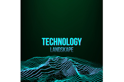 Abstract Digital Landscape Background Vector. Signal Noise. Big Data. Technology Illustration