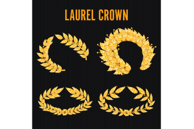 Laurel Crown Set. Greek Wreath With Golden Leaves