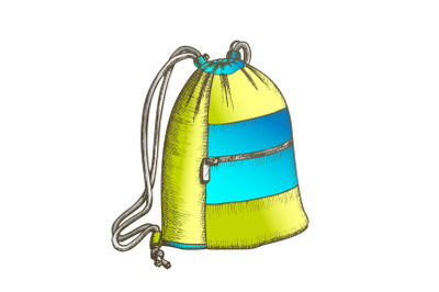 Modern Luggage Bag With Ropes Color Vector