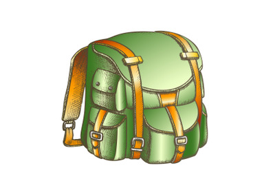 Tourist Travel Backpack Suitcase Color Vector