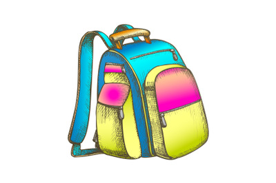 Modern Tourist Backpack Suitcase Color Vector