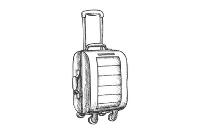 Suitcase On Wheels With Handle Vintage Vector