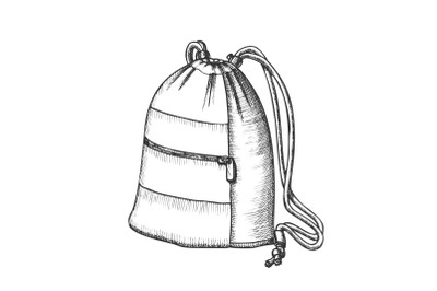 Modern Luggage Bag With Ropes Monochrome Vector