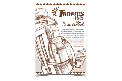 Tropics Travel Tourist Backpack Banner Vector