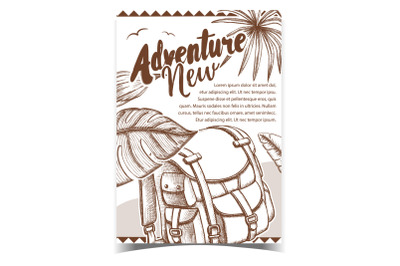 Adventure Tourist Travel Backpack Poster Vector