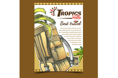 Tropics Travel Tourist Backpack Banner Vector