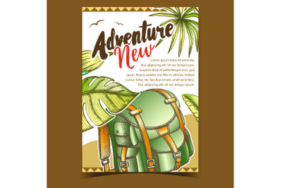 Adventure Tourist Travel Backpack Poster Vector