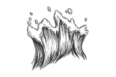 Rushing Tropical Sea Marine Wave With Drop Vector