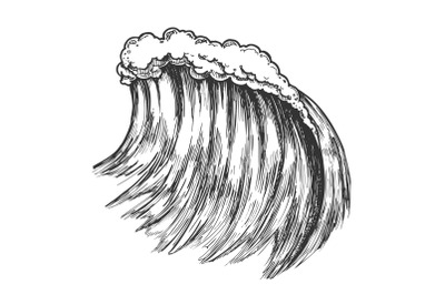 Big Foamy Tropical Sea Marine Wave Storm Vector