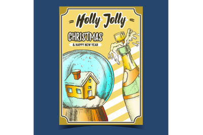 Holly Jolly Christmas Advertising Banner Vector