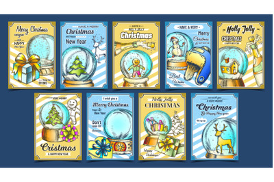 Christmas Holiday Advertising Posters Set Vector