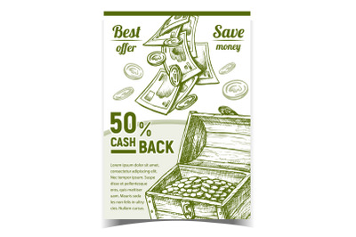 Cash Back Commercial Advertising Poster Vector