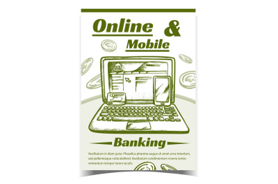 Online And Mobile Internet Banking Banner Vector