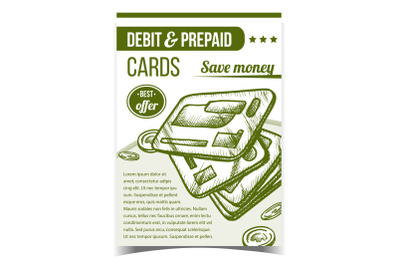 Debit And Prepaid Cards Advertising Poster Vector