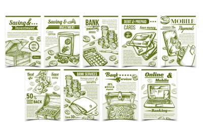 Banking Financial Collection Banners Set Vector